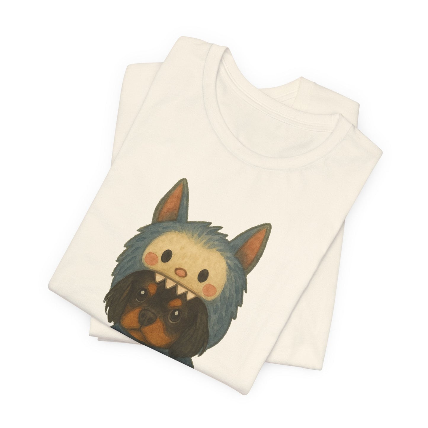 Printify T-Shirt Black Tan Cavalier King Charles Little Monster TShirt