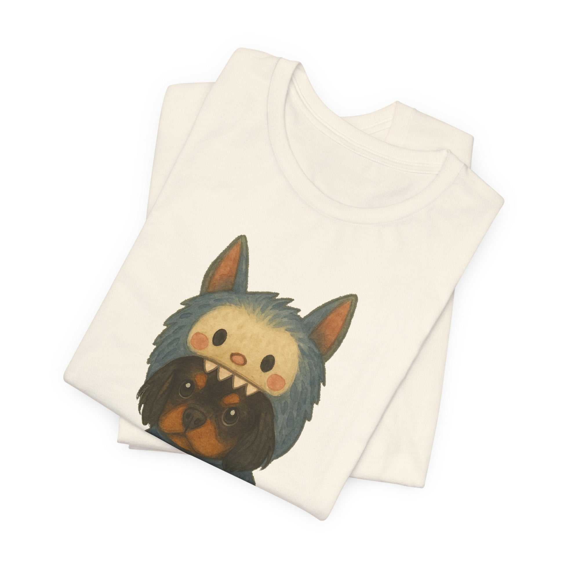 Printify T-Shirt Black Tan Cavalier King Charles Little Monster TShirt