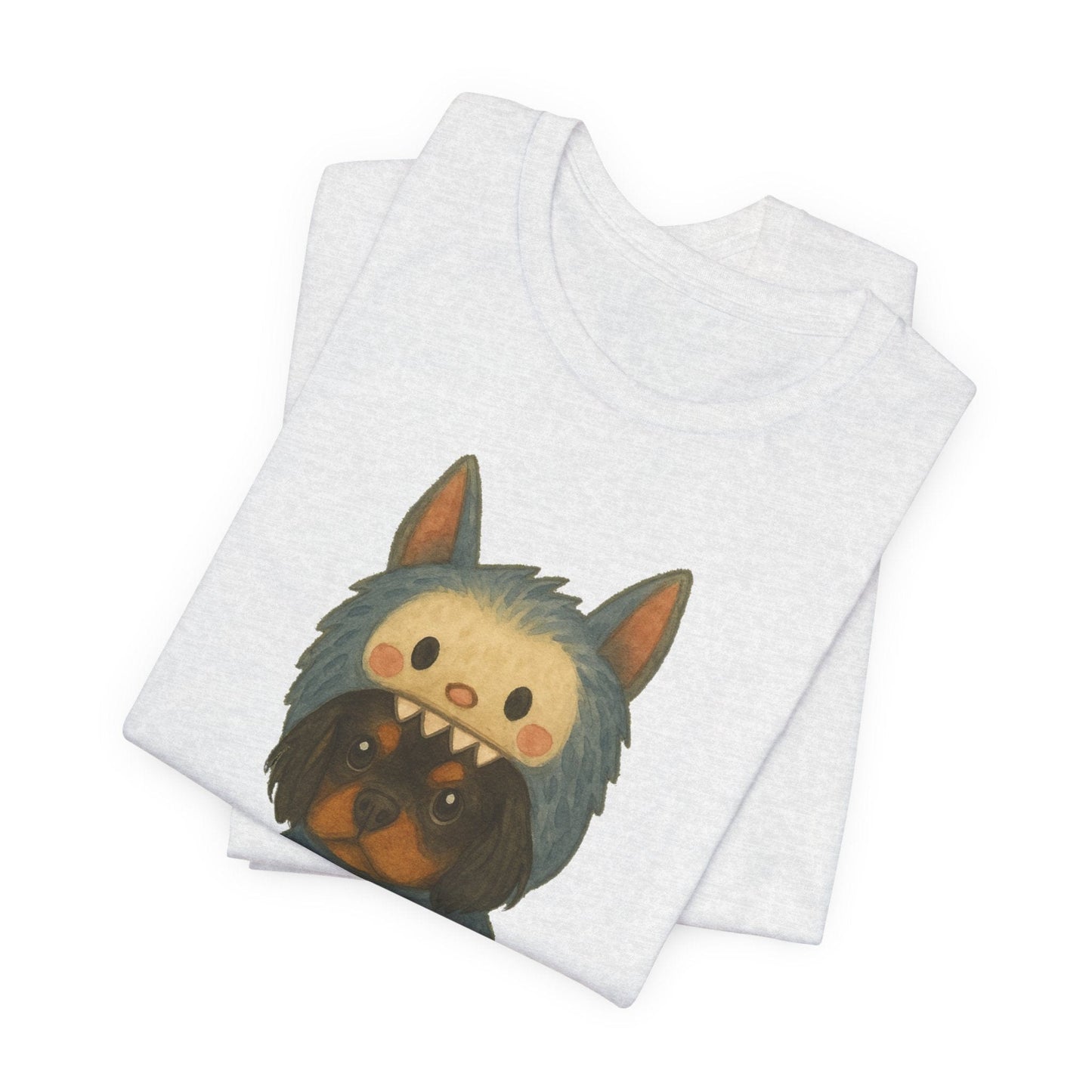 Printify T-Shirt Black Tan Cavalier King Charles Little Monster TShirt