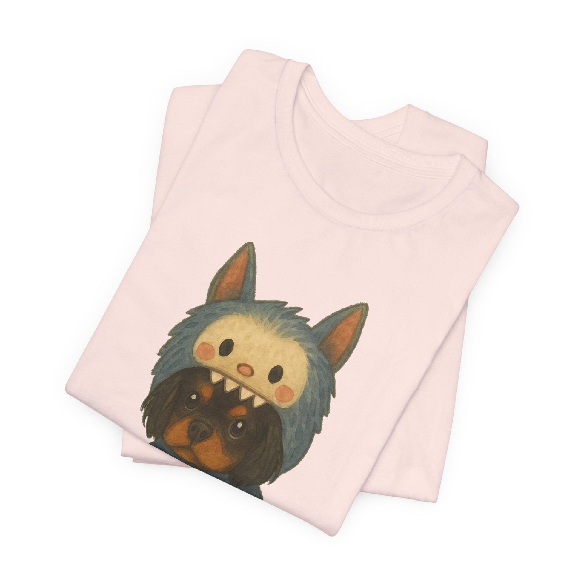 Printify T-Shirt Black Tan Cavalier King Charles Little Monster TShirt