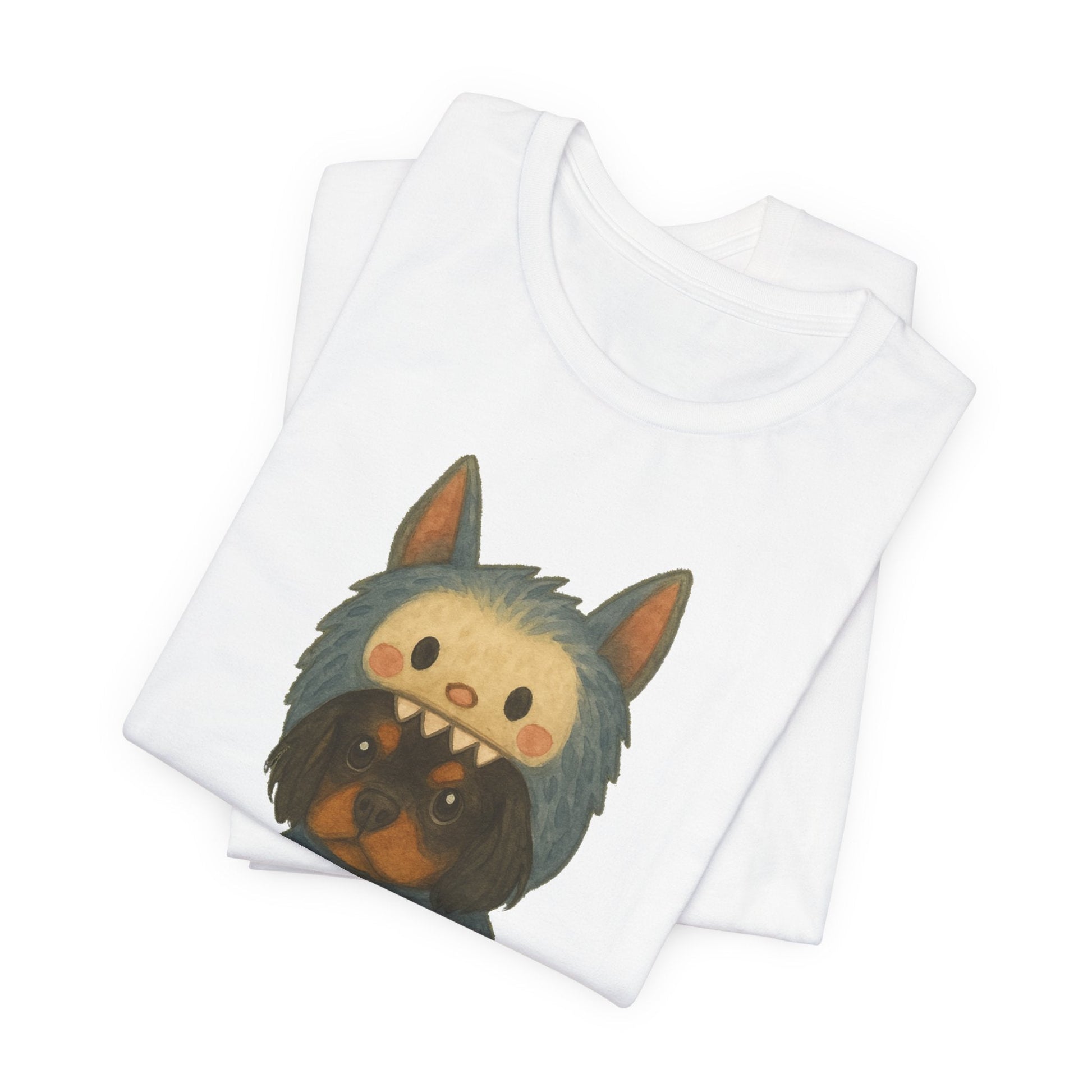 Printify T-Shirt Black Tan Cavalier King Charles Little Monster TShirt