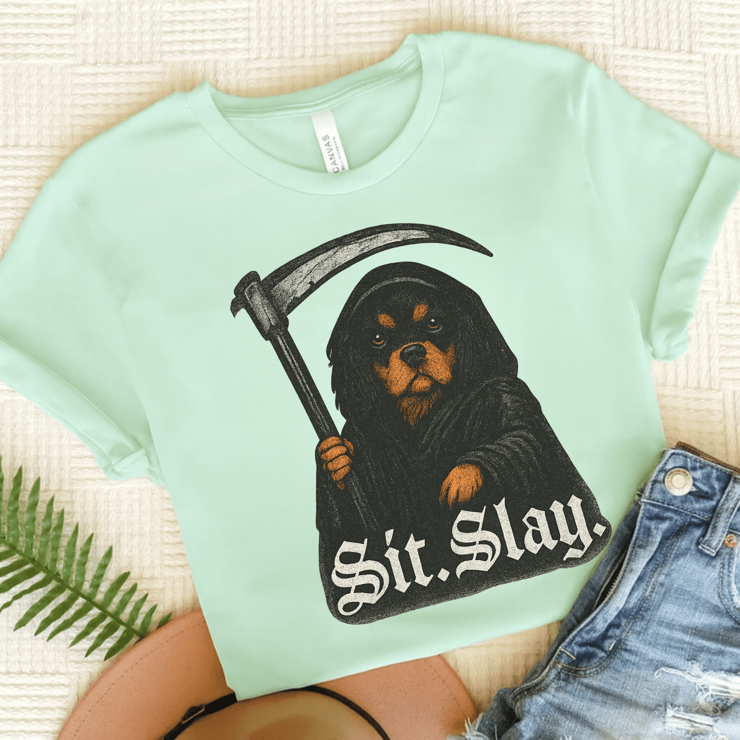 Printify T-Shirt Heather Mint / S Black Tan Cavalier King Charles Treat Dealer TShirt