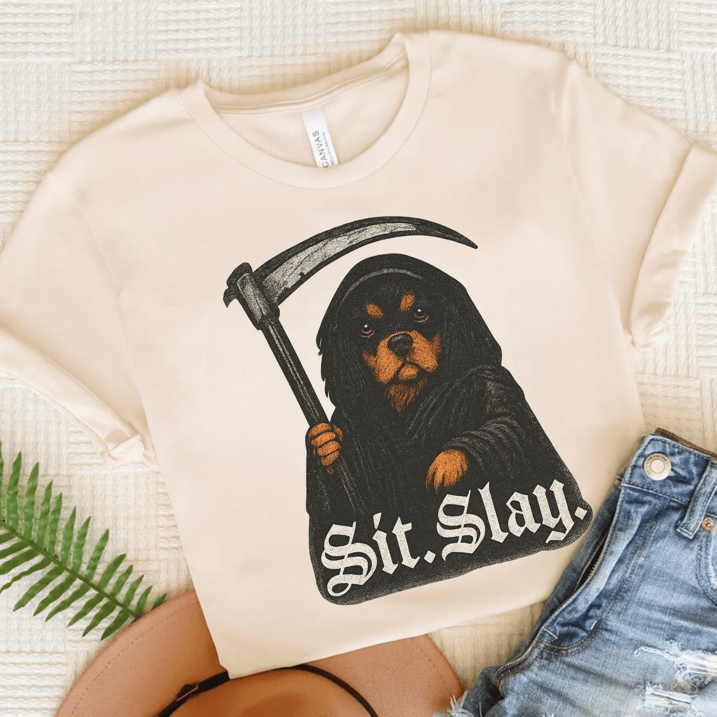 Printify T-Shirt Natural / S Black Tan Cavalier King Charles Treat Dealer TShirt
