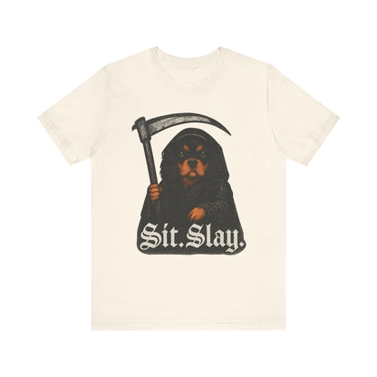 Printify T-Shirt Black Tan Cavalier King Charles Treat Dealer TShirt