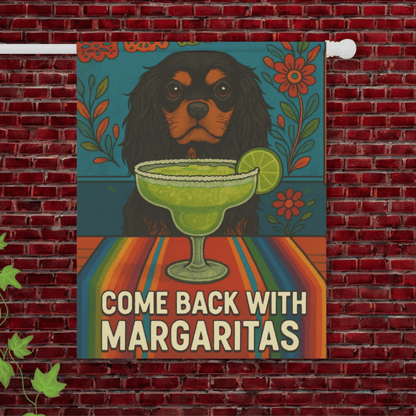 Black Tan Cavalier Margaritas Garden Flag 24.5'' × 32''
