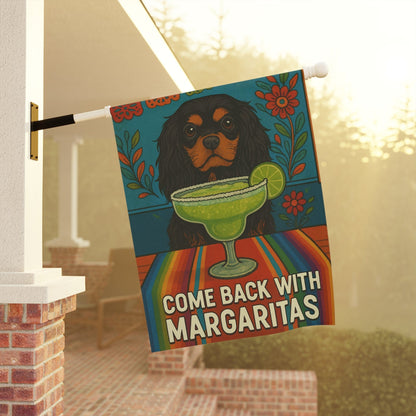 Black Tan Cavalier Margaritas Garden Flag