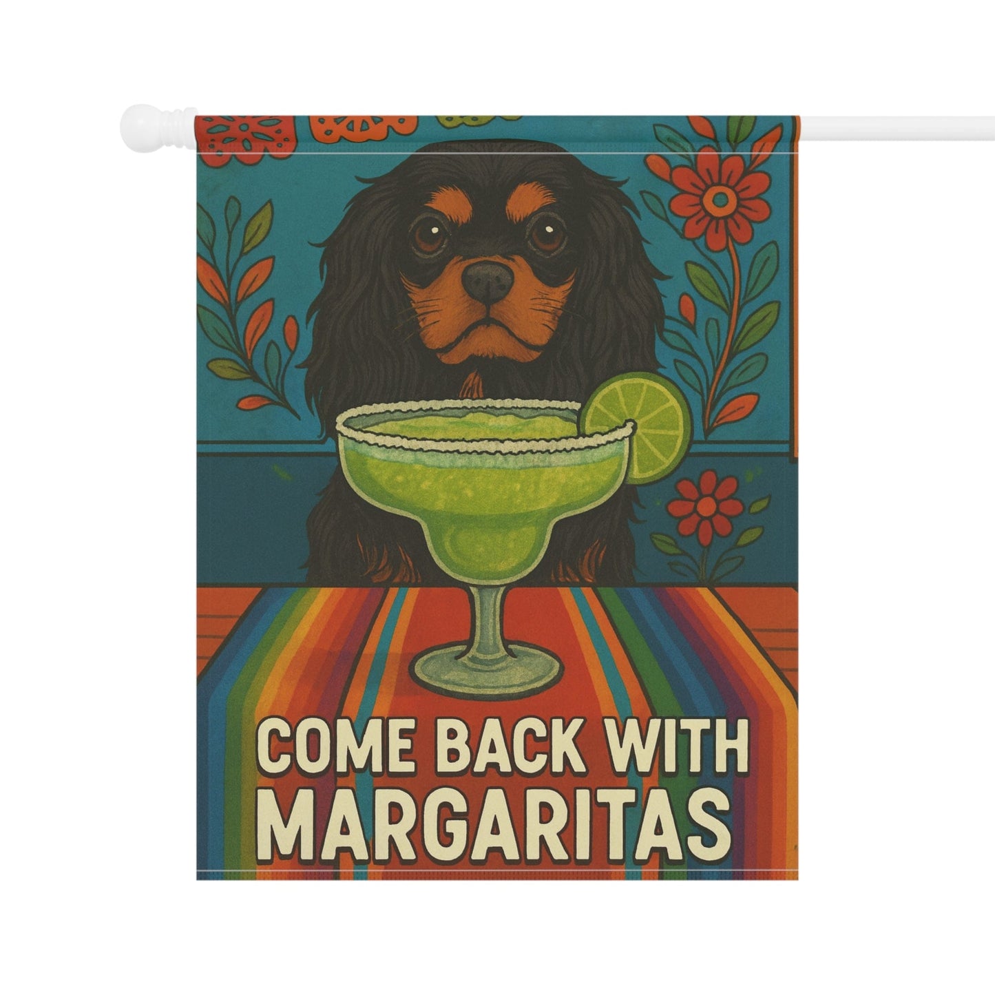 Black Tan Cavalier Margaritas Garden Flag