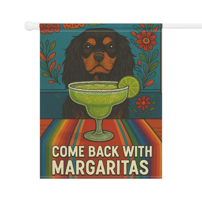 Black Tan Cavalier Margaritas Garden Flag