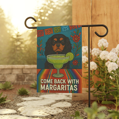 Black Tan Cavalier Margaritas Garden Flag