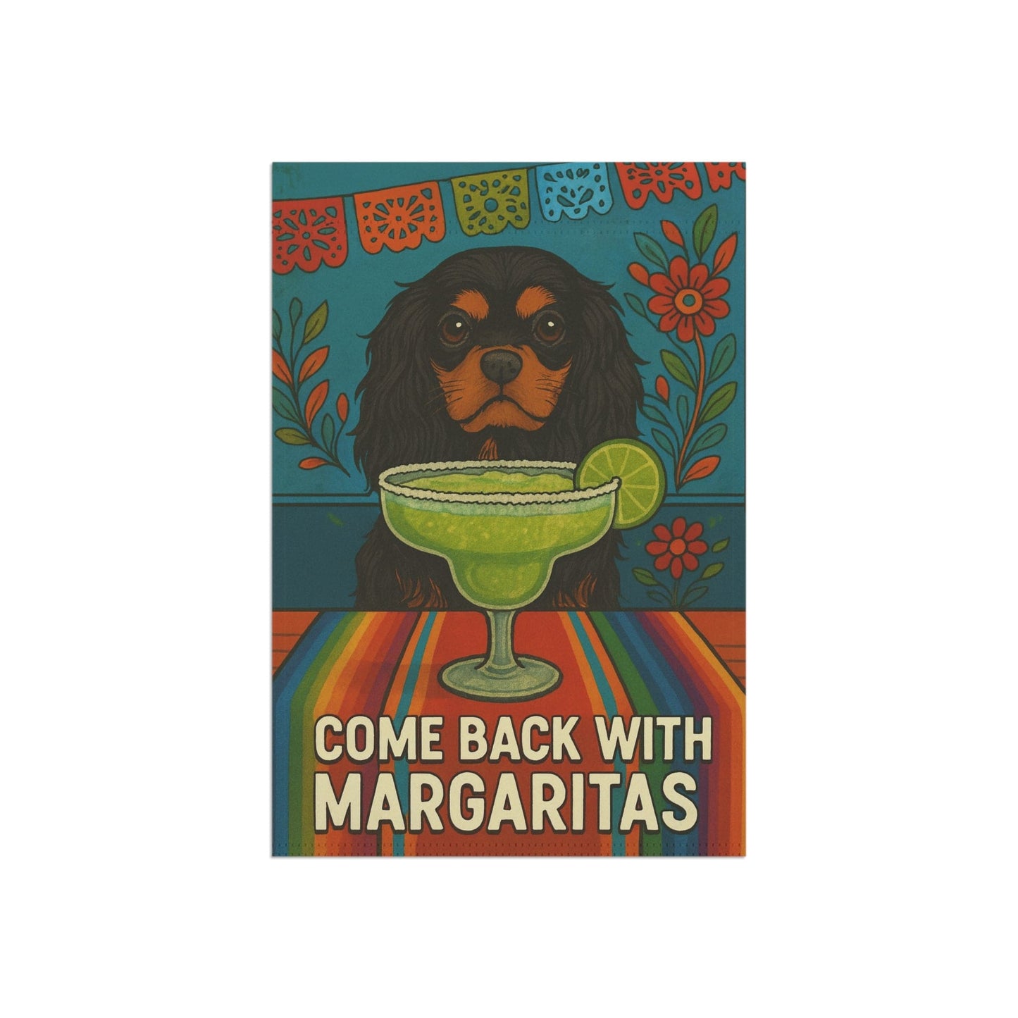 Black Tan Cavalier Margaritas Garden Flag