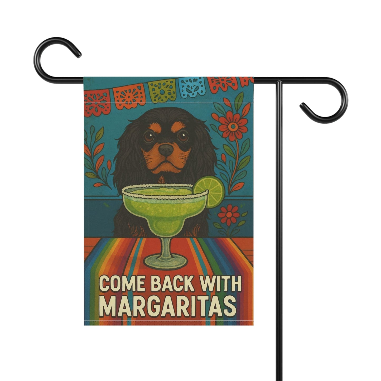 Black Tan Cavalier Margaritas Garden Flag