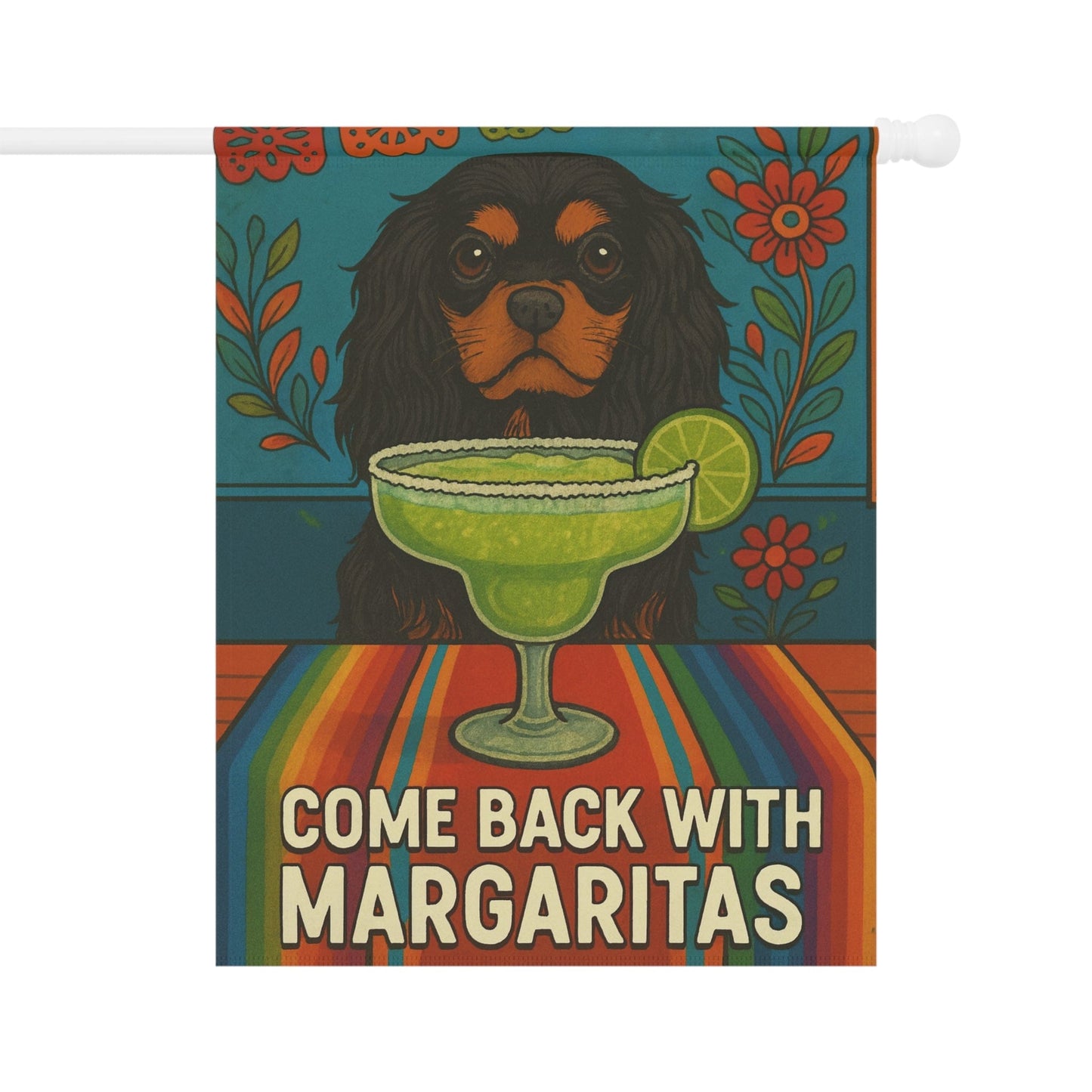 Black Tan Cavalier Margaritas Garden Flag