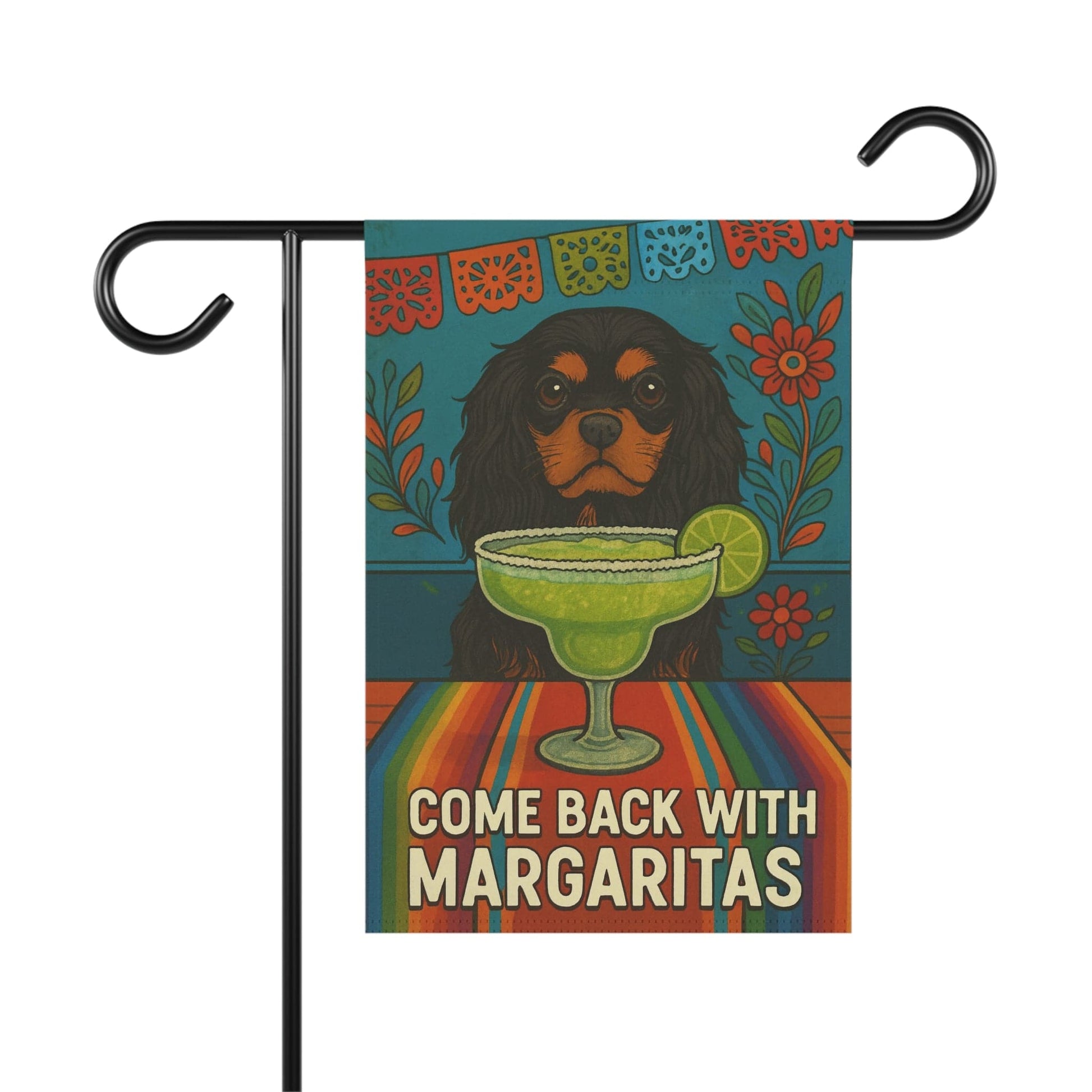 Black Tan Cavalier Margaritas Garden Flag