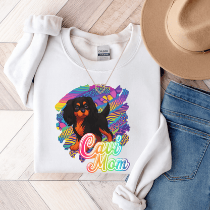 Black & Tan Cavalier Neon Sweatshirt White