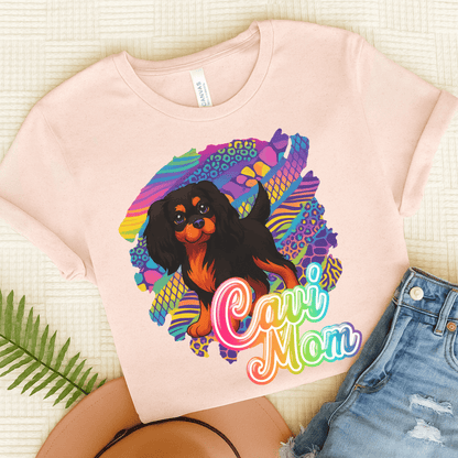 Black & Tan Cavalier Neon Tshirt Soft Pink