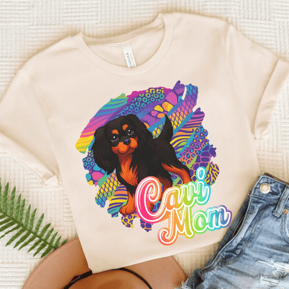 Black & Tan Cavalier Neon Tshirt Natural