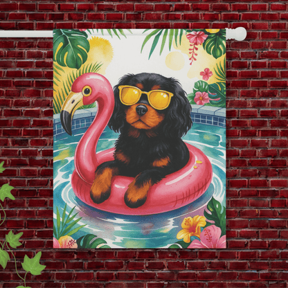 Black Tan Cavalier Pool Garden Flag 24.5'' × 32''