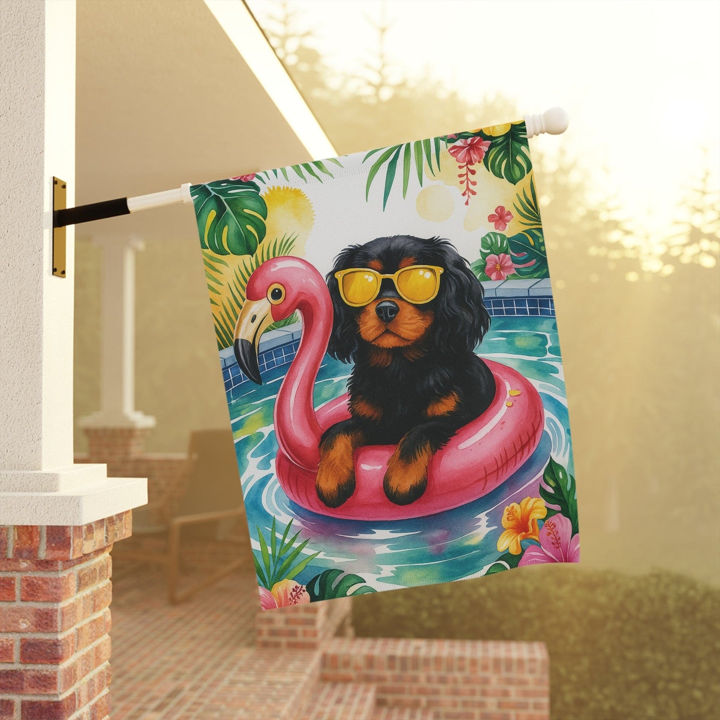 Black Tan Cavalier Pool Garden Flag