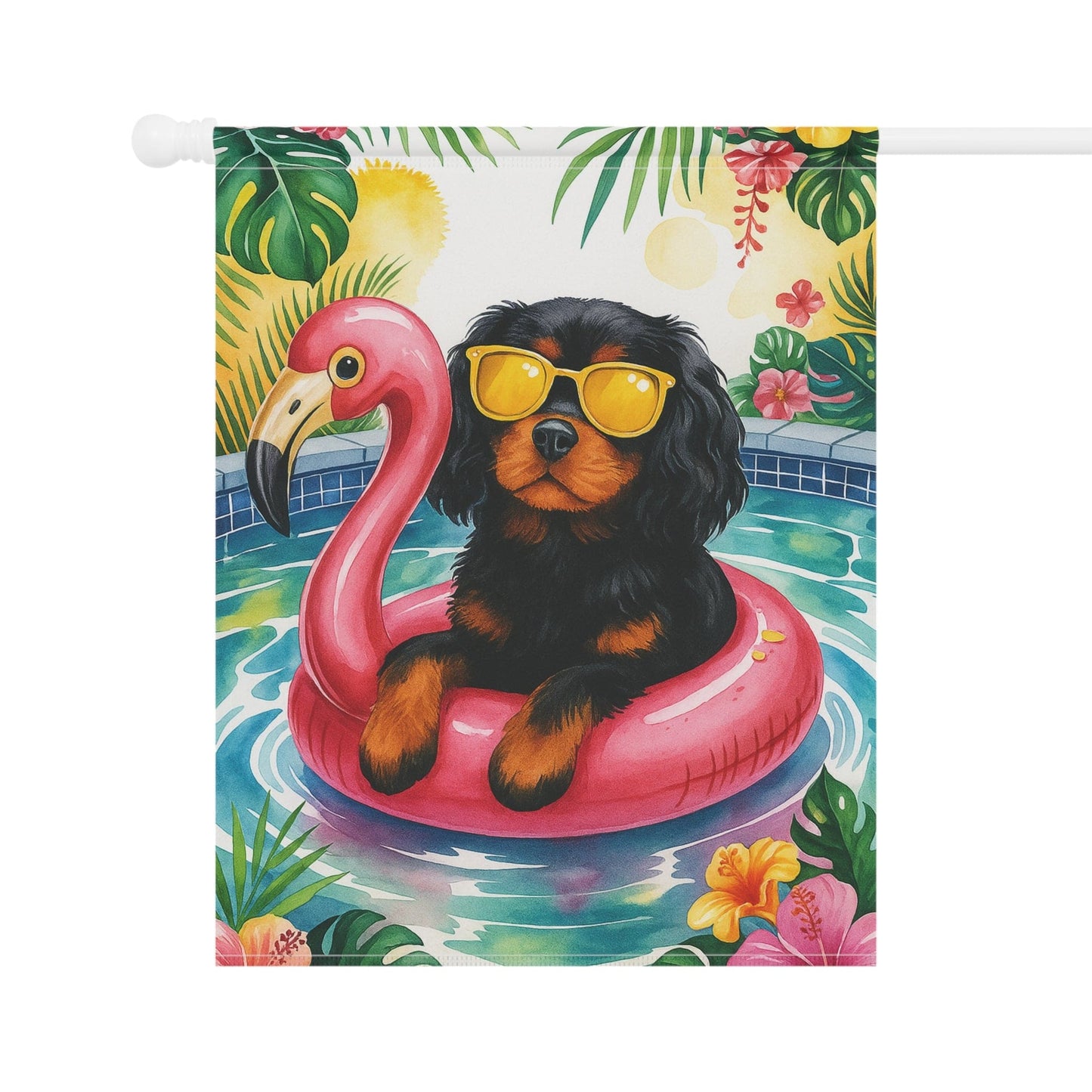 Black Tan Cavalier Pool Garden Flag