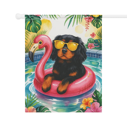 Black Tan Cavalier Pool Garden Flag