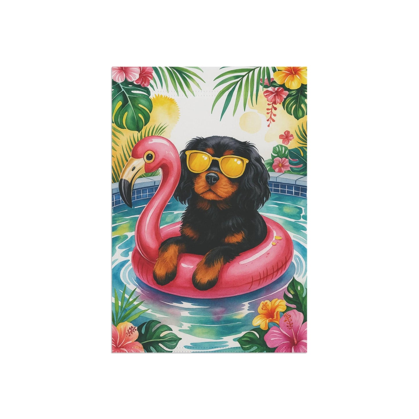 Black Tan Cavalier Pool Garden Flag