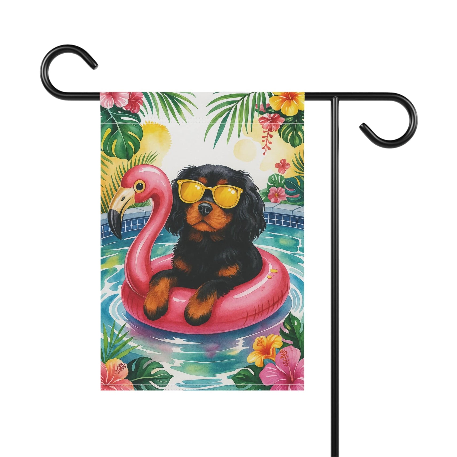 Black Tan Cavalier Pool Garden Flag