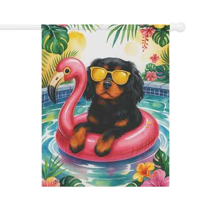 Black Tan Cavalier Pool Garden Flag