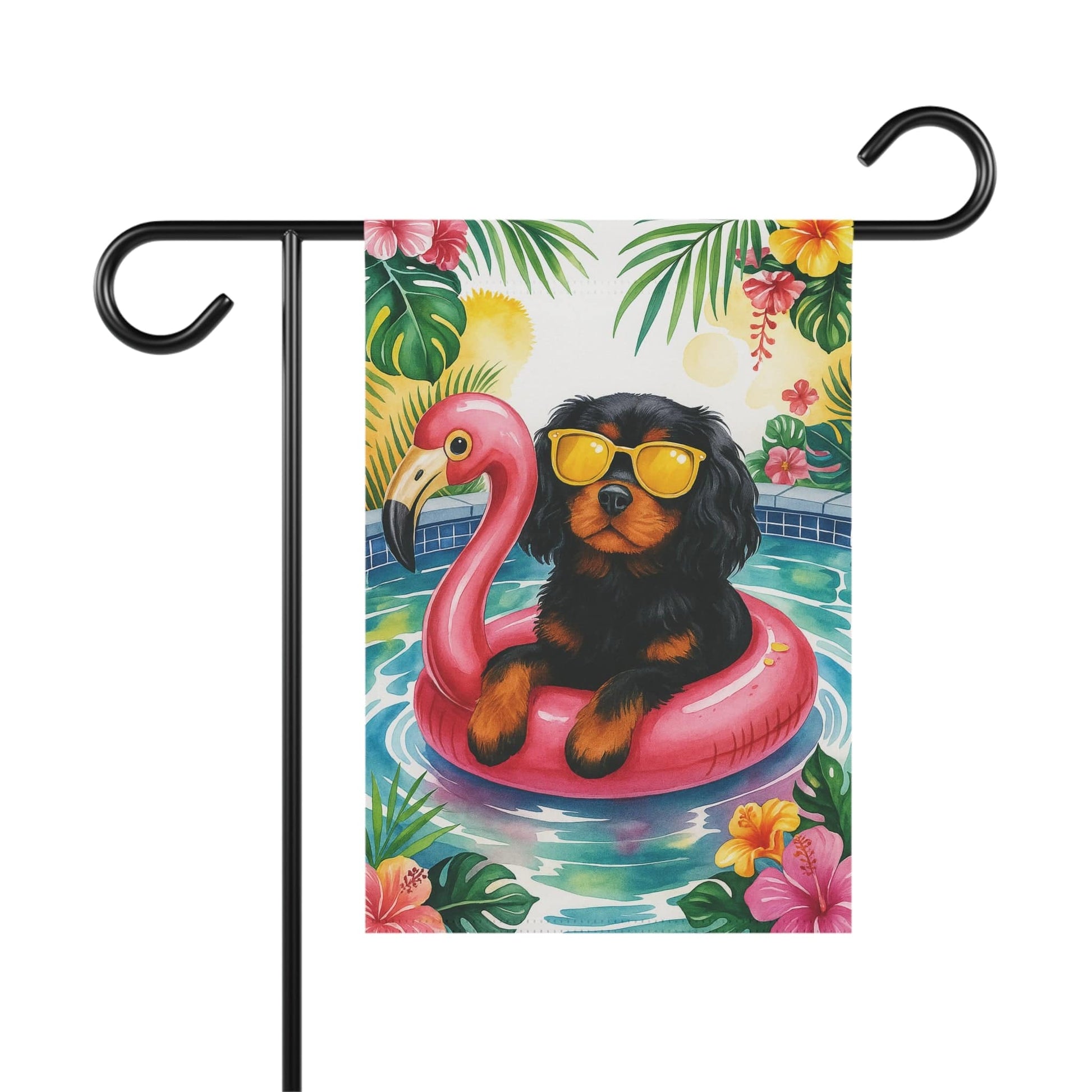 Black Tan Cavalier Pool Garden Flag