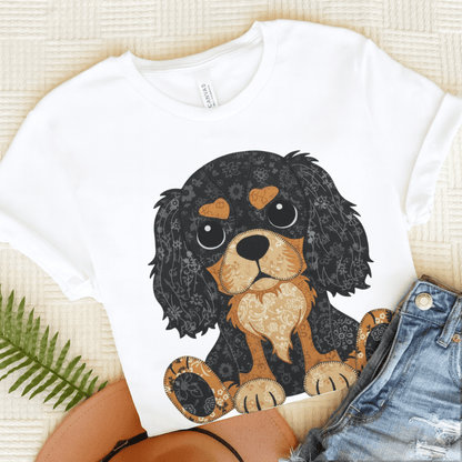 Personalized Cavalier Quilted Dog Unisex TShirt White
