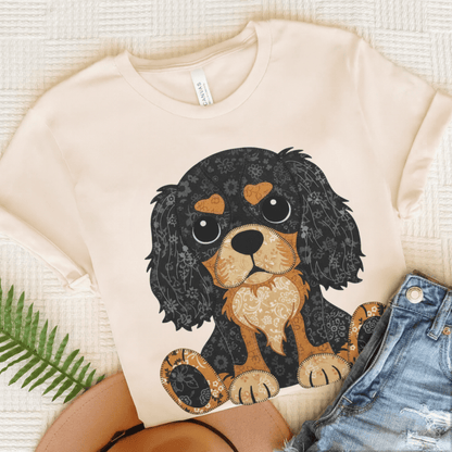 Personalized Cavalier Quilted Dog Unisex TShirt Natural