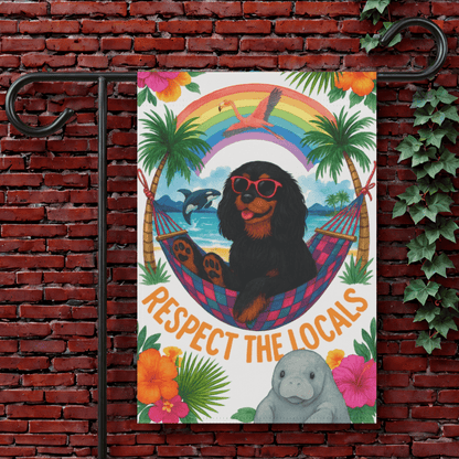 Black Tan Cavalier Respect Garden Flag 12'' × 18''