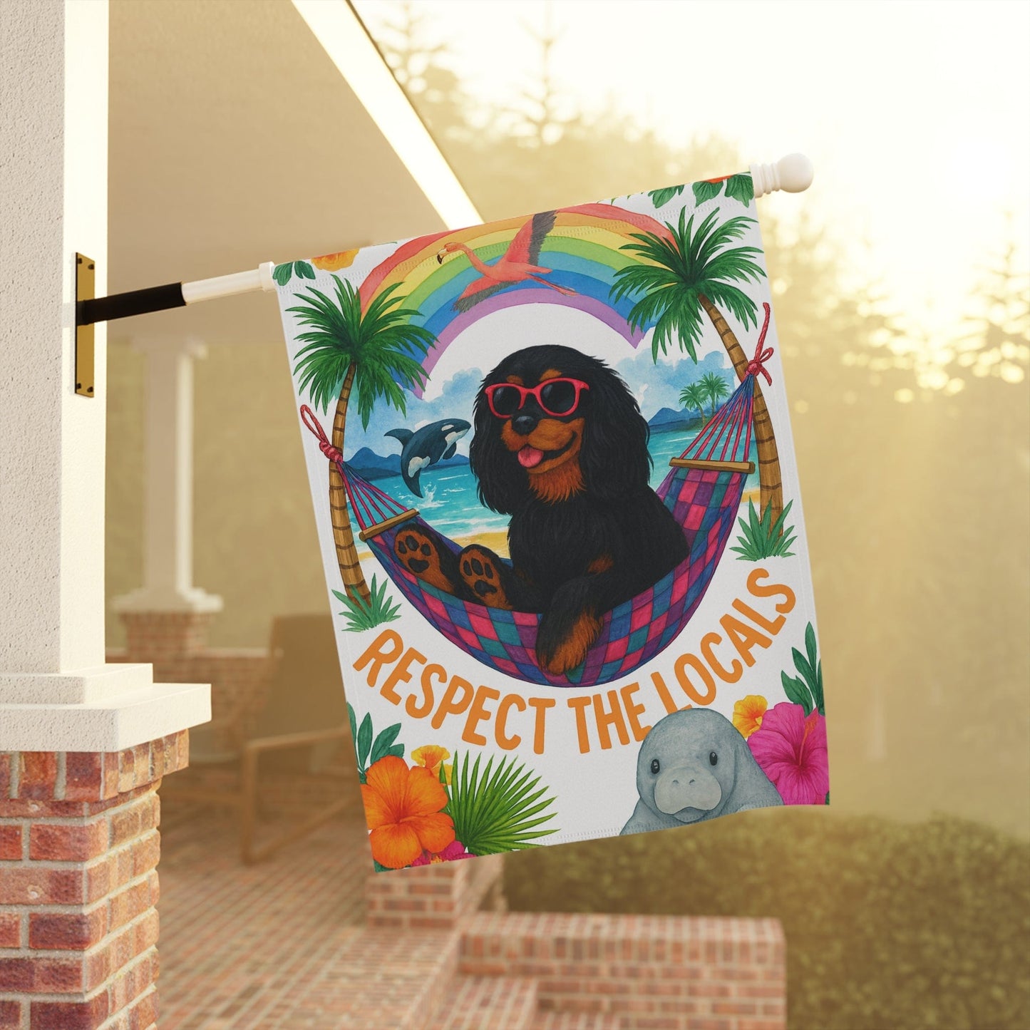 Black Tan Cavalier Respect Garden Flag