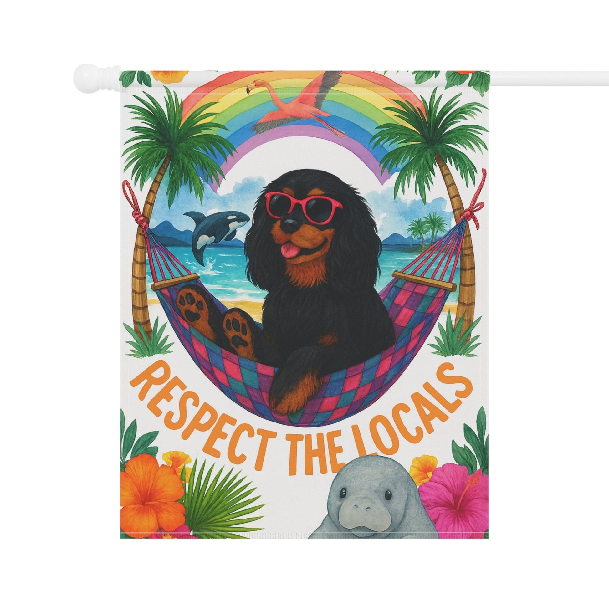 Black Tan Cavalier Respect Garden Flag