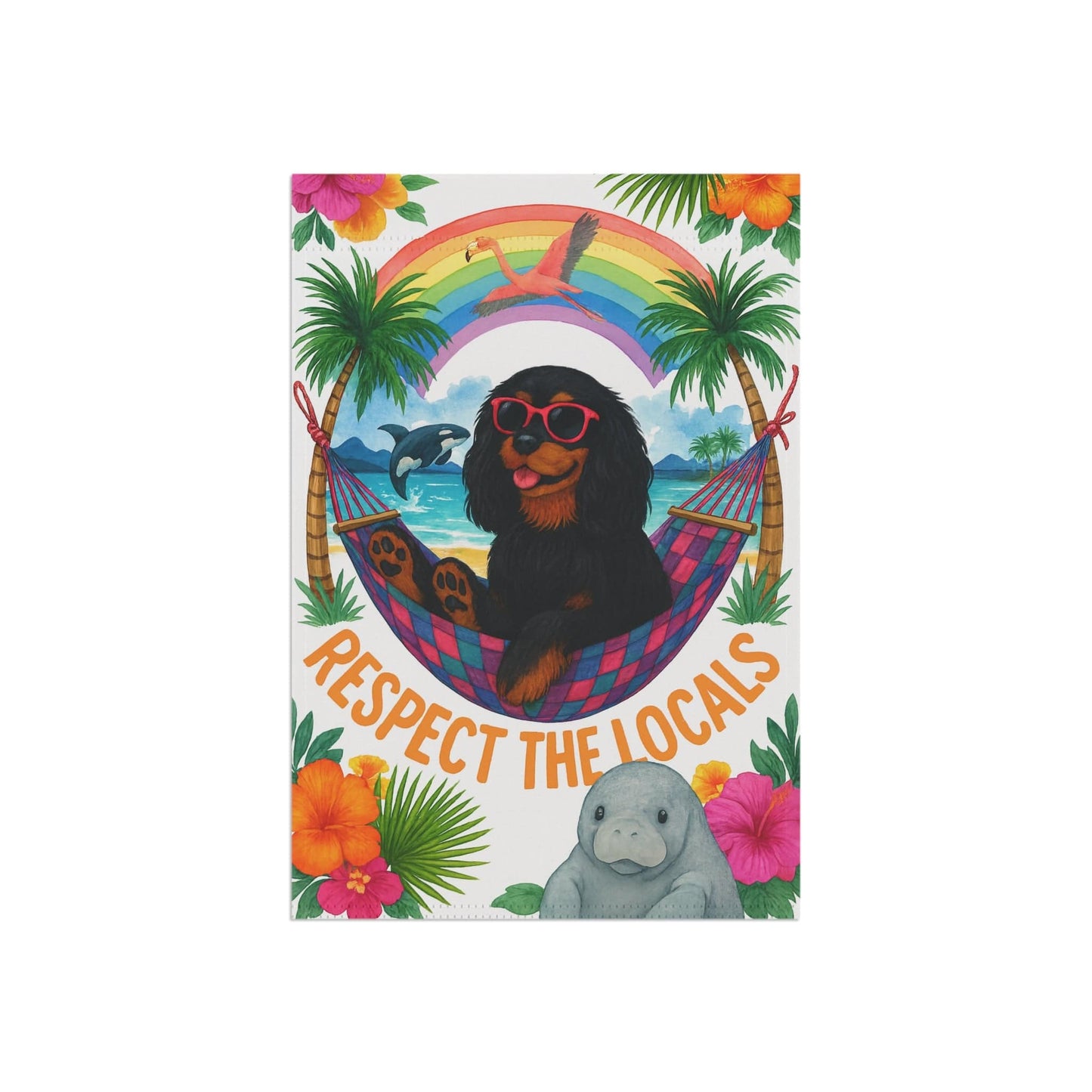 Black Tan Cavalier Respect Garden Flag