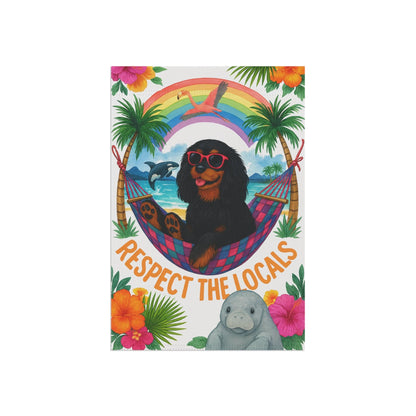 Black Tan Cavalier Respect Garden Flag