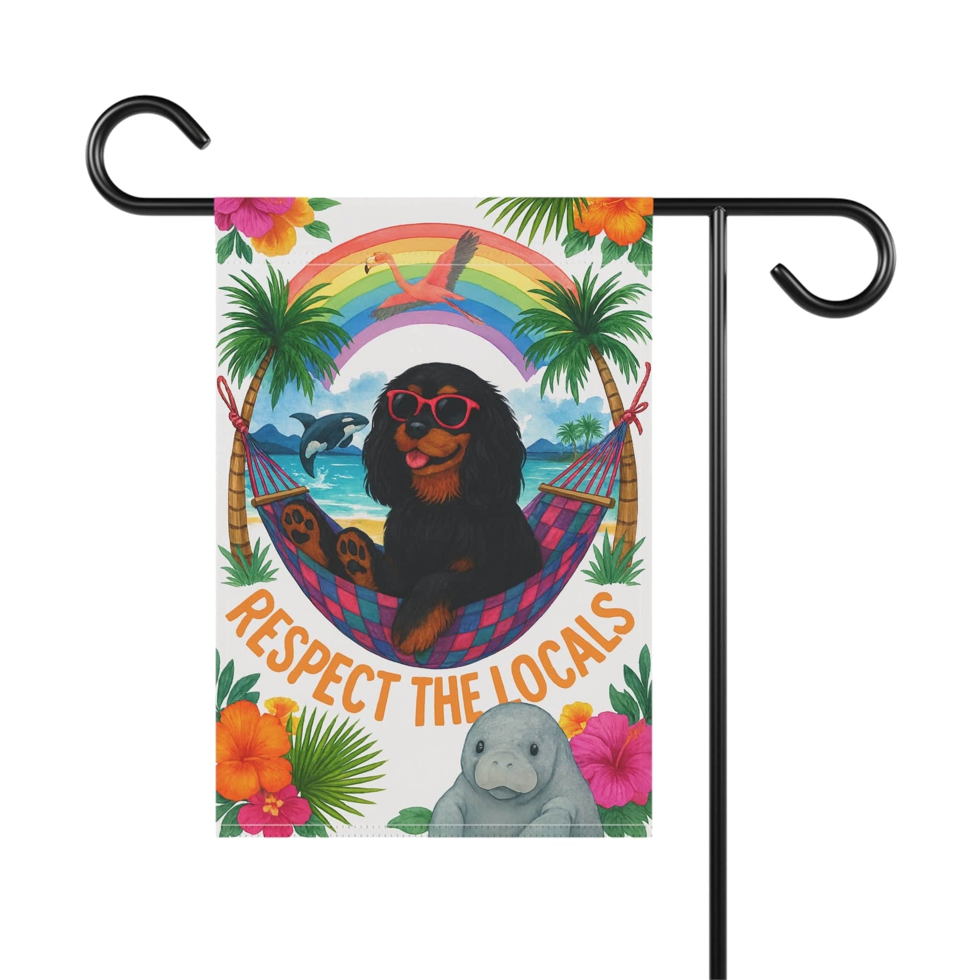 Black Tan Cavalier Respect Garden Flag