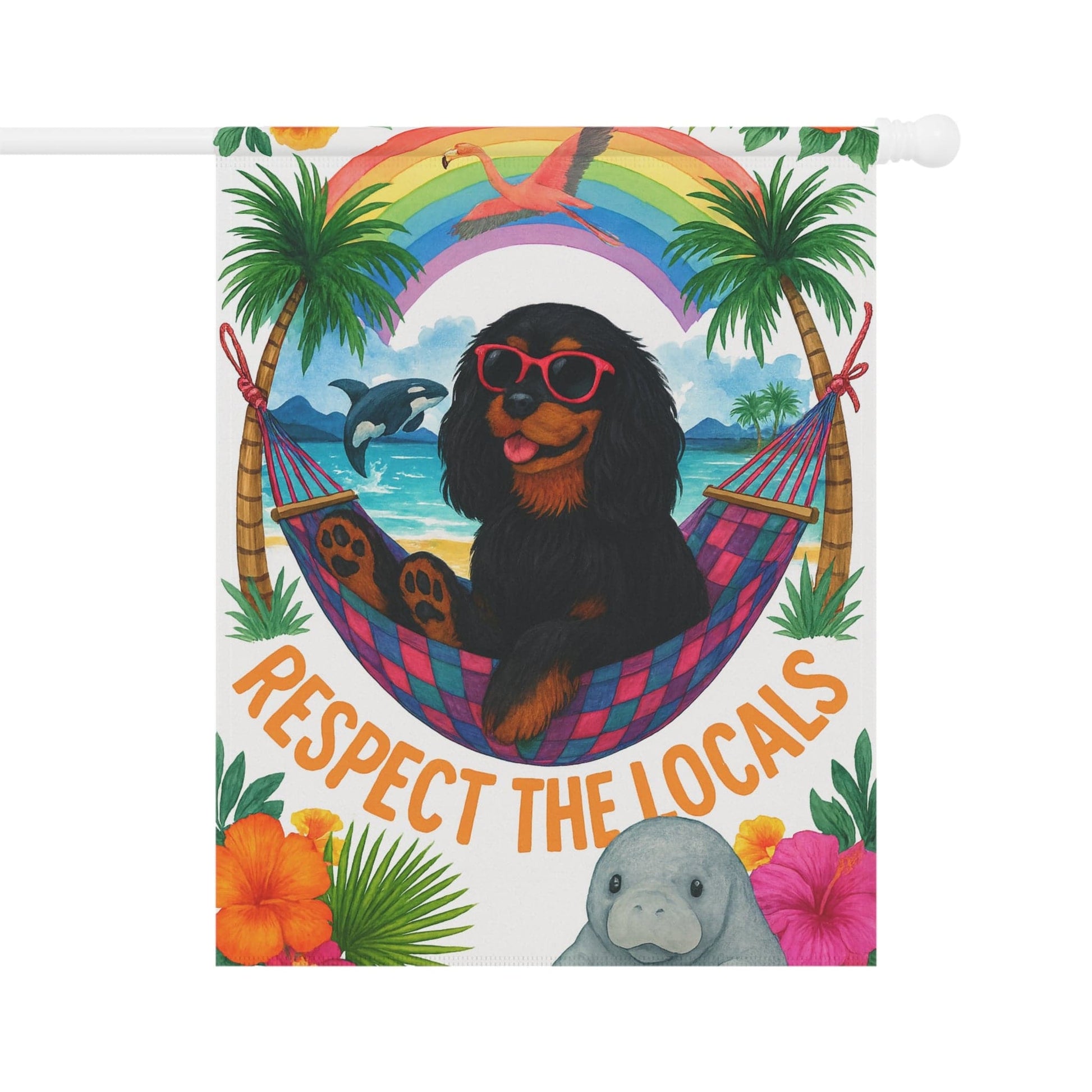 Black Tan Cavalier Respect Garden Flag