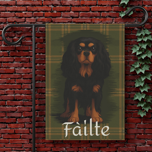 Black Tan Cavalier Scottish Welcome Garden Flag 12'' × 18''