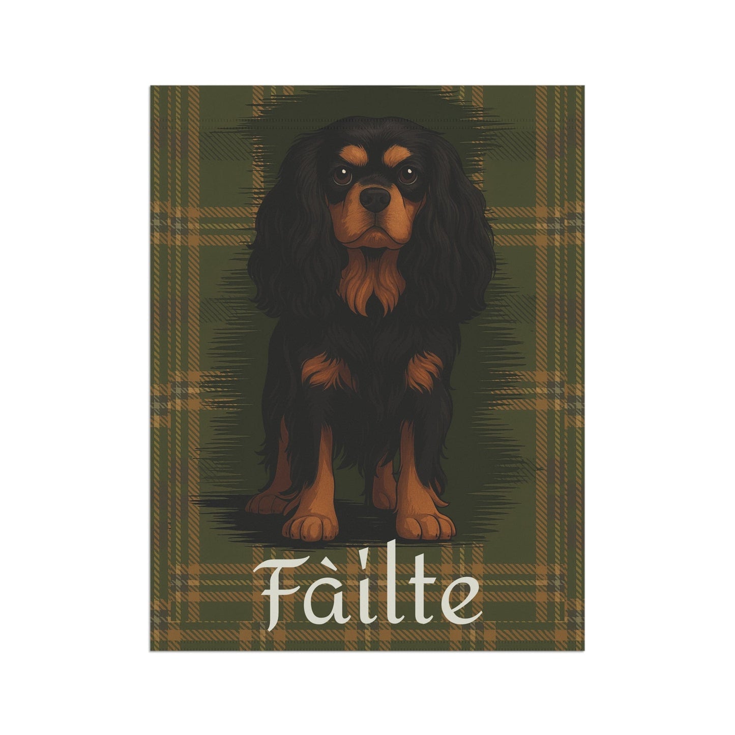 Black Tan Cavalier Scottish Welcome Garden Flag