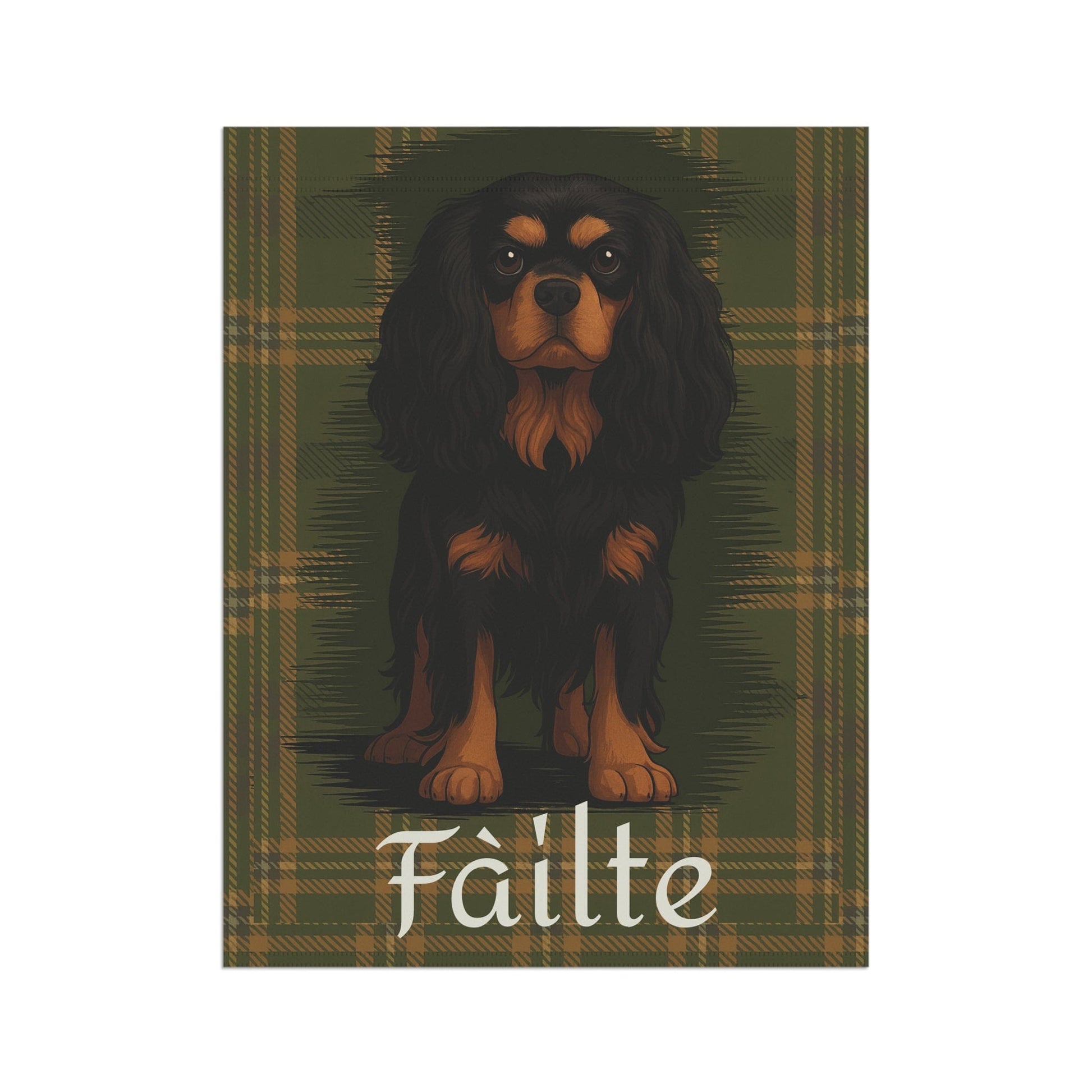 Black Tan Cavalier Scottish Welcome Garden Flag