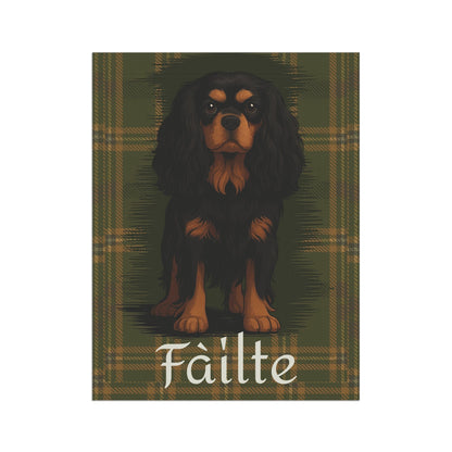Black Tan Cavalier Scottish Welcome Garden Flag