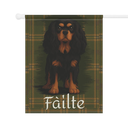 Black Tan Cavalier Scottish Welcome Garden Flag