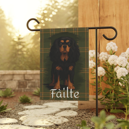 Black Tan Cavalier Scottish Welcome Garden Flag