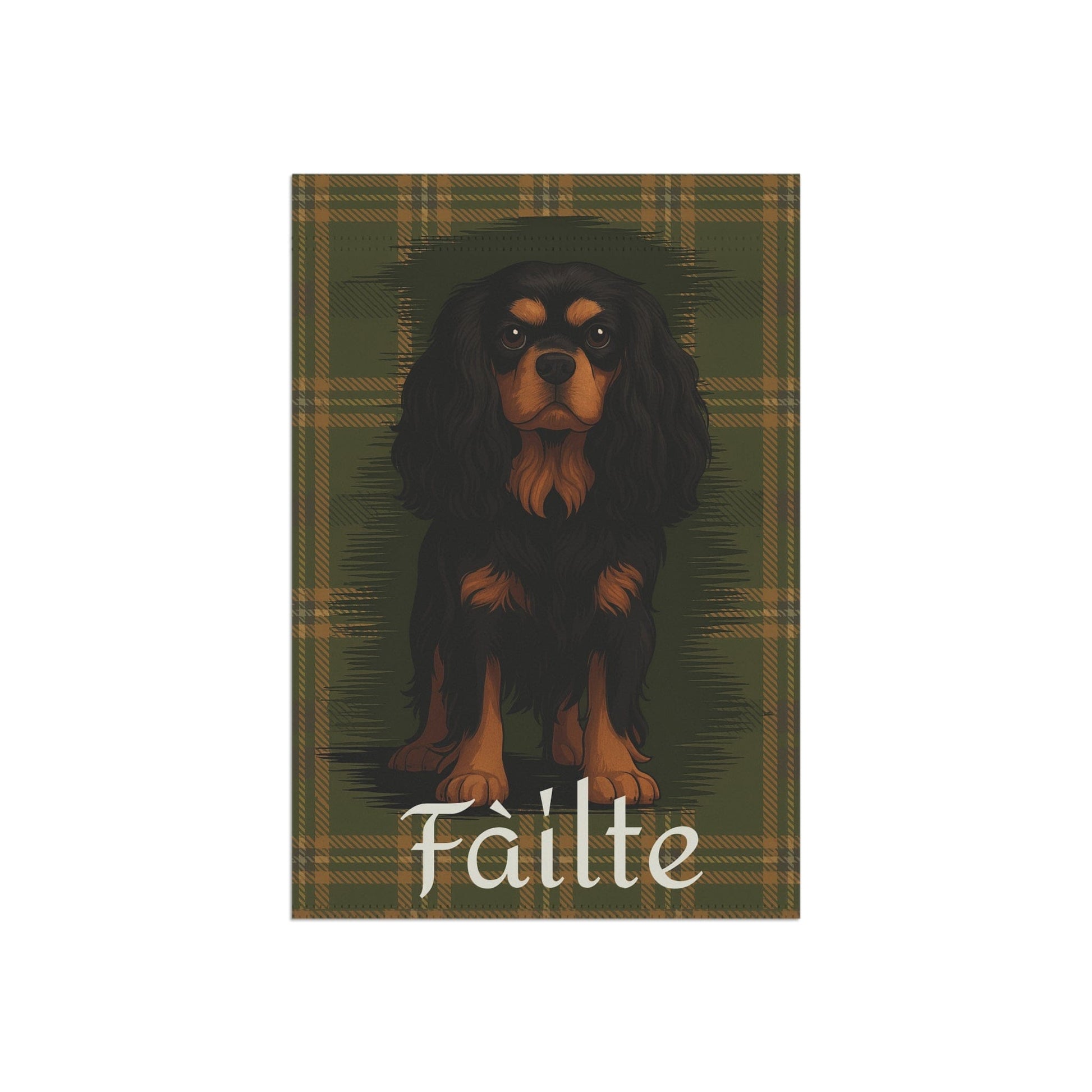 Black Tan Cavalier Scottish Welcome Garden Flag