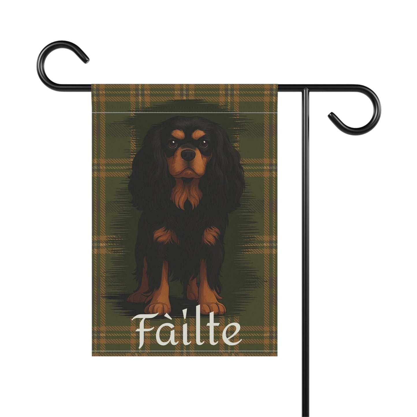 Black Tan Cavalier Scottish Welcome Garden Flag