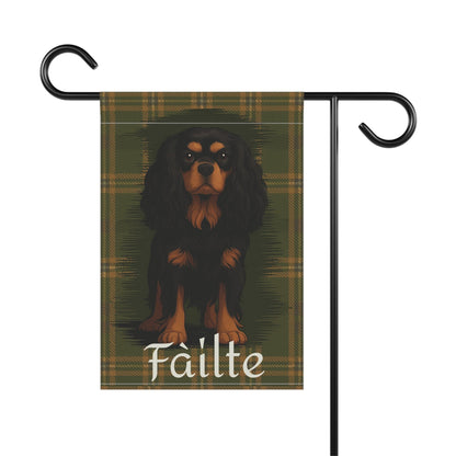 Black Tan Cavalier Scottish Welcome Garden Flag