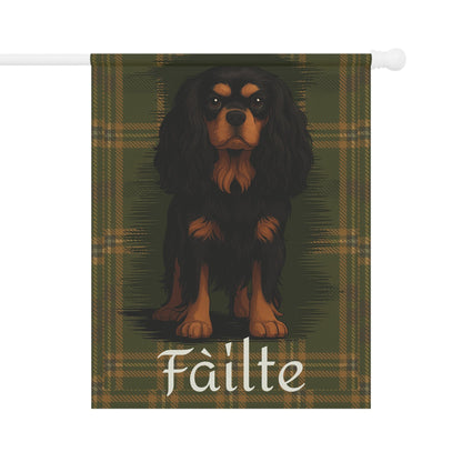 Black Tan Cavalier Scottish Welcome Garden Flag