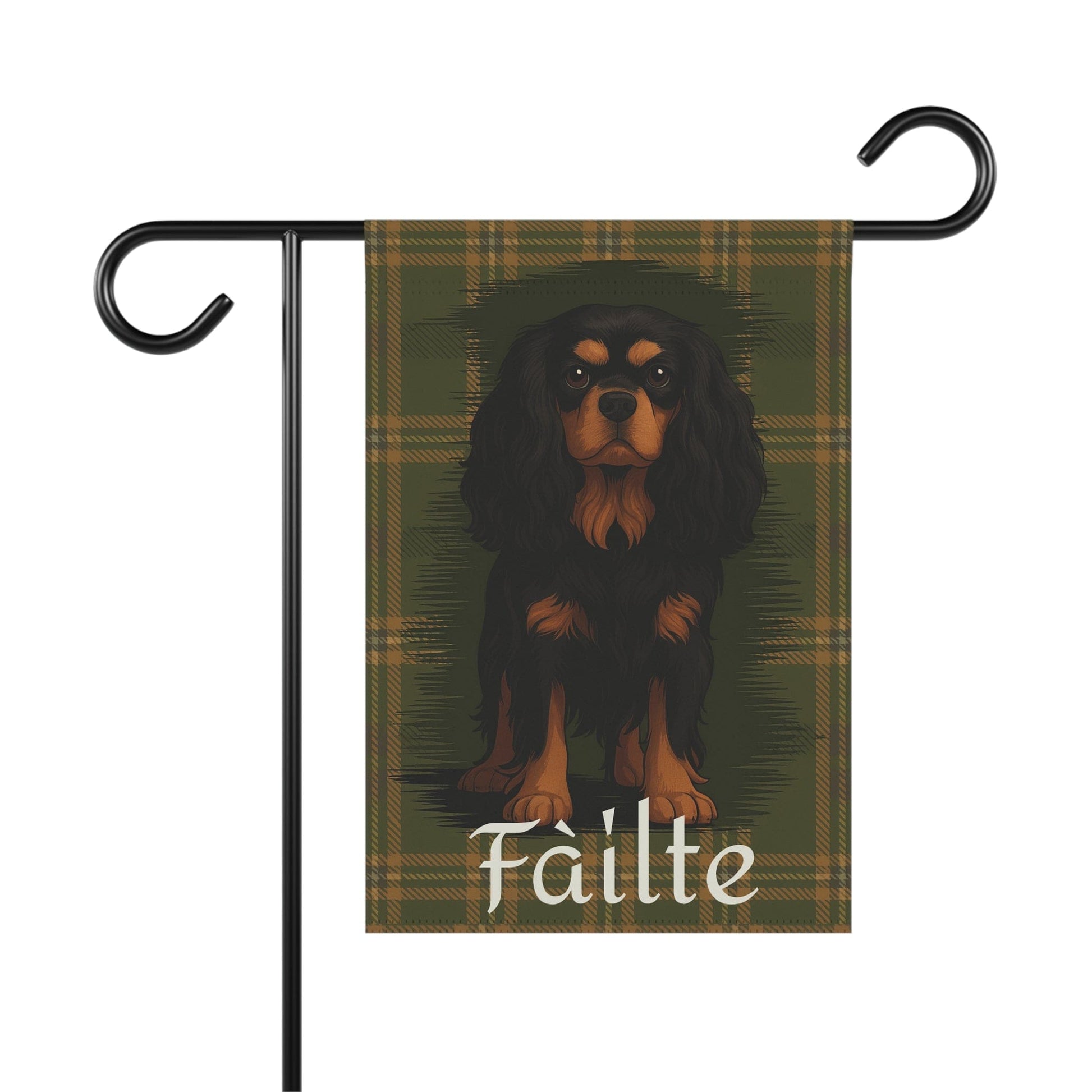 Black Tan Cavalier Scottish Welcome Garden Flag