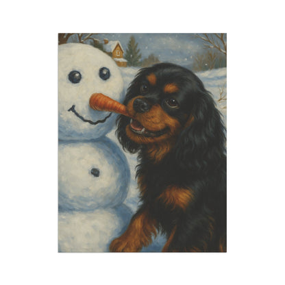 Black Tan Cavalier Snowman Garden Flag