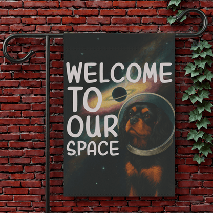Black Tan Cavalier Space Garden Flag 12'' × 18''